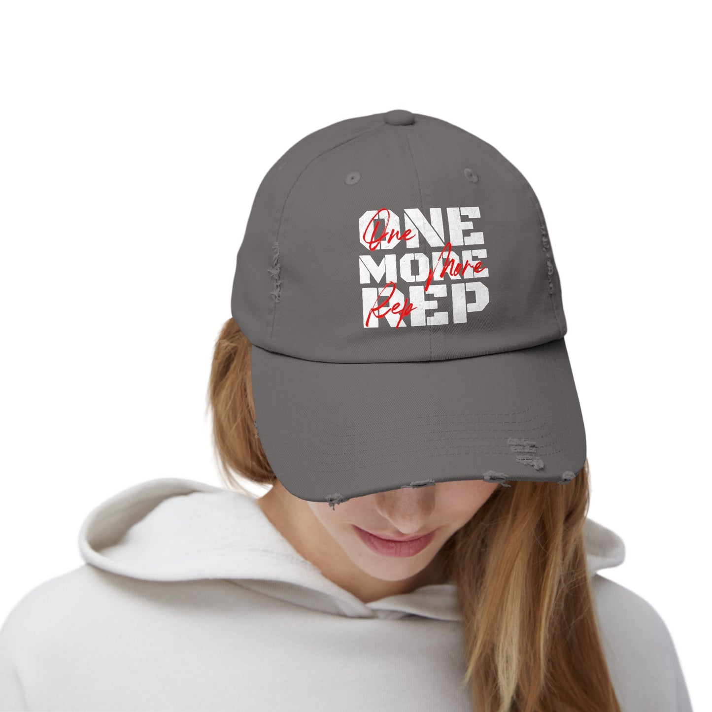 One More Rep Unisex Distressed Cap