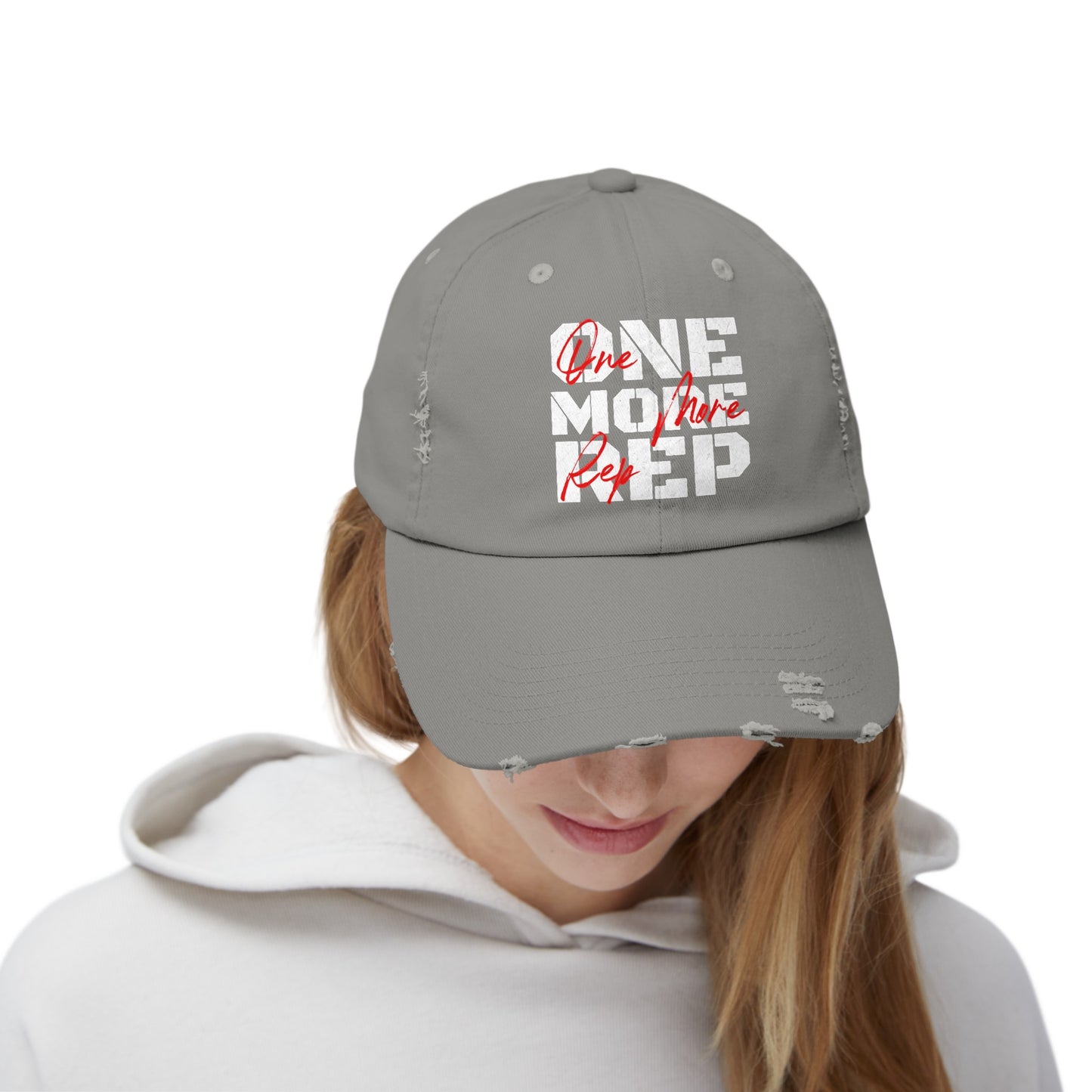 One More Rep Unisex Distressed Cap